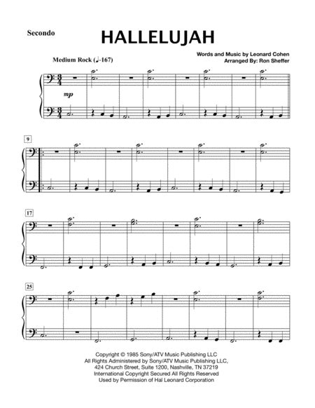 Hallelujah Arr Ron Sheffer Sheet Music Lee DeWyze Easy Piano