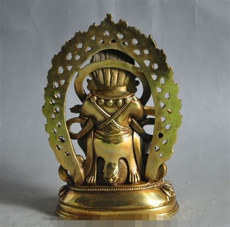 S Chinese Tibetan Buddhism Fane Bronze Copper Gilt Mahakala God