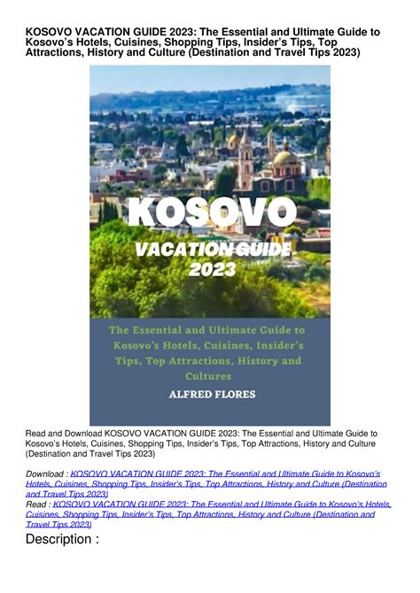 Pdf Book Kosovo Vacation Guide 2023 The Essential And Ultimate Guide