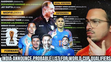 Igor Stimac Announces 26 Member Indian Football Team For FIFA World Cup