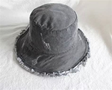 Denim Bucket Hat Unisex Bucket Hat Fishermans Hat Raw Edges Etsy