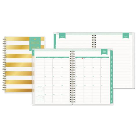 Blue Sky Day Designer Academic Weekly Monthly Frosted Planner 5 7 8 X 8 5 8 Gold White