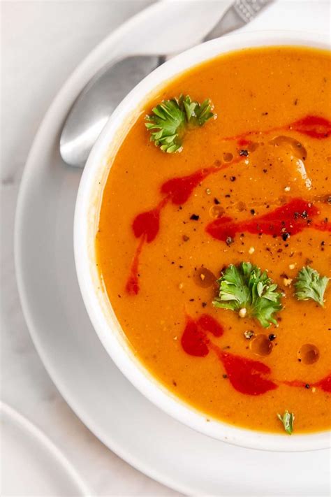 Creamy Roasted Carrot Soup With Ginger And Miso