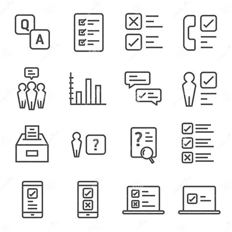 Sistema Del Icono Del Vector De La Encuesta Y Del Cuestionario Incluyó