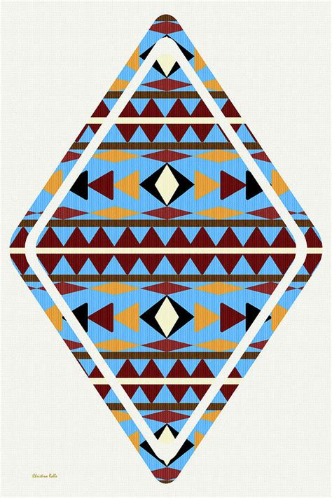 Navajo Blue Pattern Art Mixed Media by Christina Rollo - Pixels