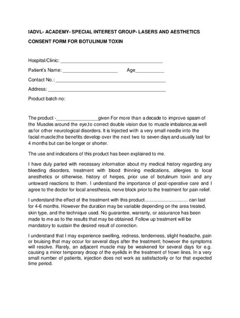 Fillable Online Lasers And Aesthetics Consent Form For Fax Email