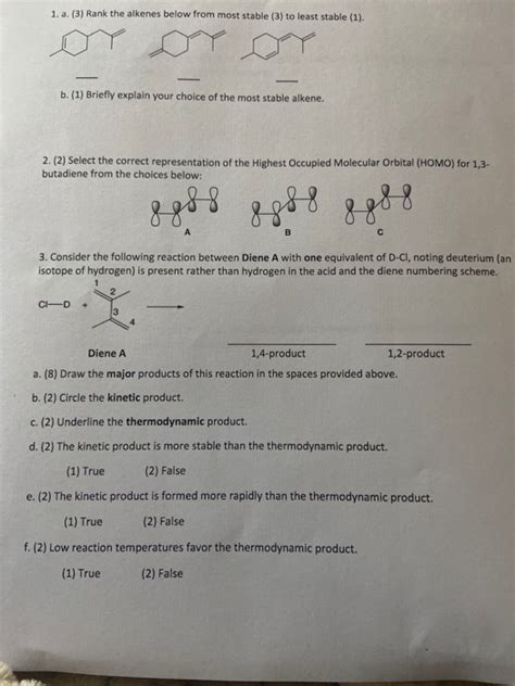 Solved A Rank The Alkenes Below From Most Stable Chegg