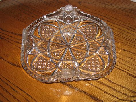 Vintage Antique Glass Square Dish Plate Antique Crystal Haute Juice