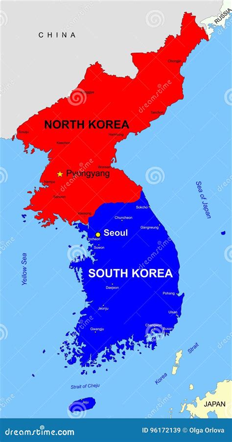 North And South Korea Map Stock Vector Illustration Of Pyongyang