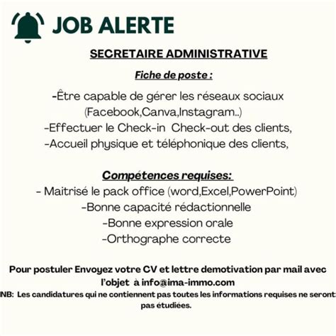 Ima Immo Recrute Secretaire Administratif H F Y A Bara Offres D