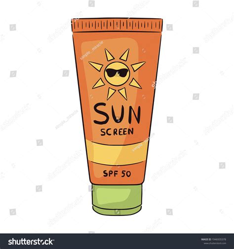 Hand Drawn Sunscreen Tube Isolated Vector Stock Vector Royalty Free