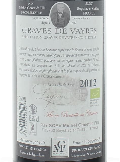 Rouge Graves De Vayres Aop Ch Teau Lesparre Champagne Michel