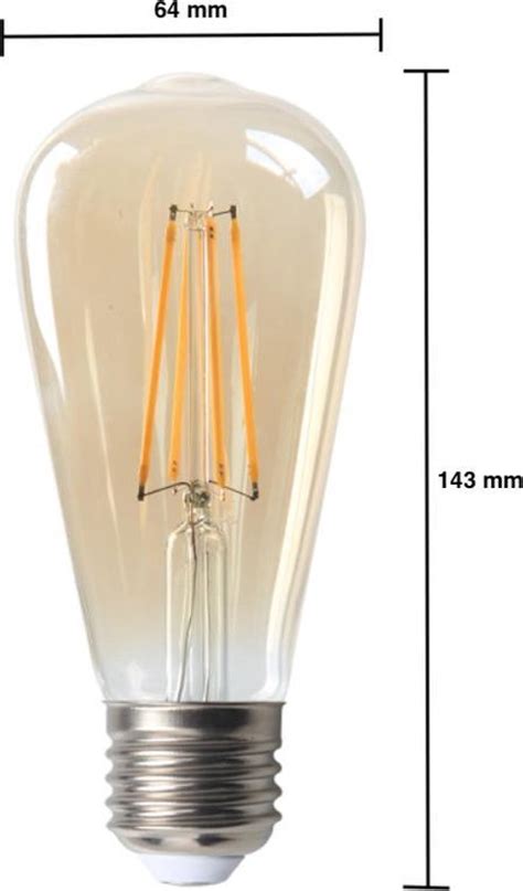 Led Filament Lamp Dimbaar E27 St64 6w Vervangt 60w 2200k Extra