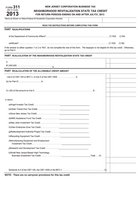 Fillable Form Neighborhood Revitalization State Tax Credit