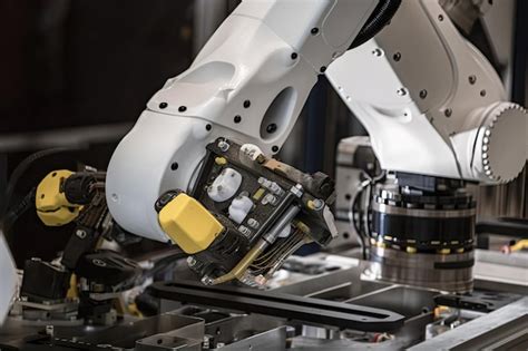 Premium AI Image Closeup Of Robotic Arm With Tools And Parts Visible