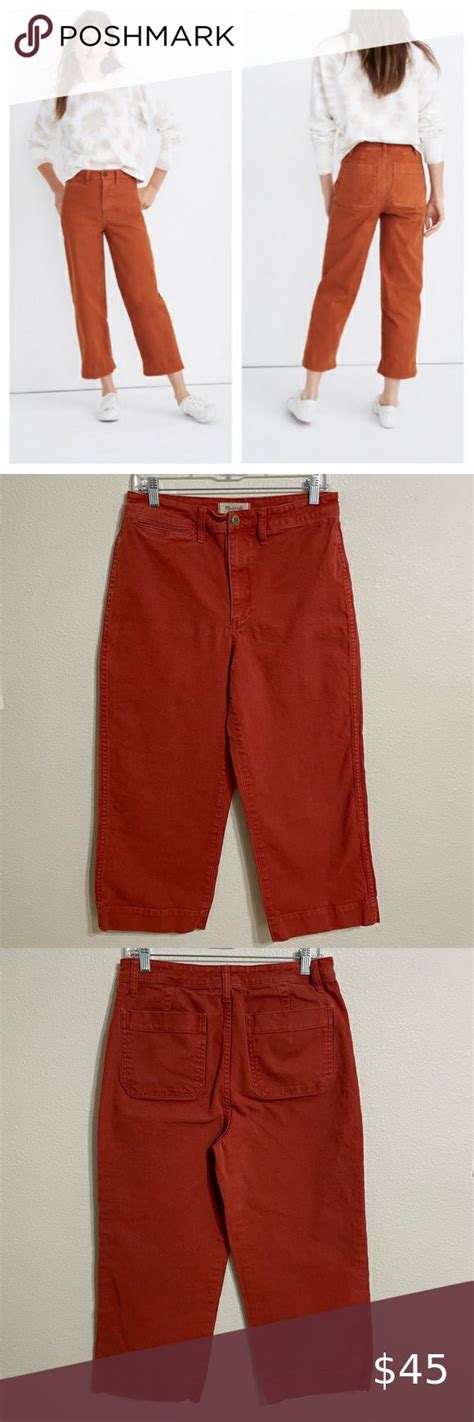 Madewell Slim Emmett Wide Leg Crop Pants In Burnt Orange Size