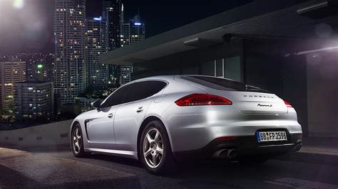 HD wallpaper: Porsche, City, Car, Silver, Rear, Ligth, Nigth, Scape ...