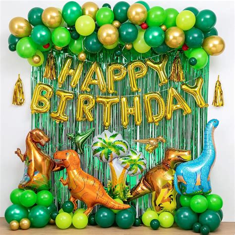 Lfvik Kit De Guirnalda De Arco De Globos Y Decoraciones De Fiesta De Cumpleaños De Dinosaurio