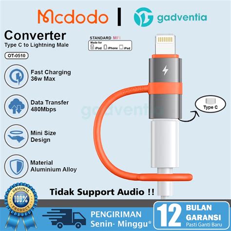 Jual Mcdodo Adaptor Converter Charger Type C To Lightning Lightning To