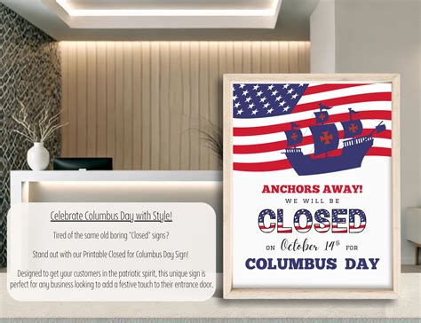 Closed for Columbus Day Sign, Closed on Columbus Day, Columbus Day Sign ...