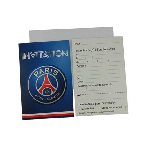 Cartes Invitation Anniversaire PSG Paris Saint Germain