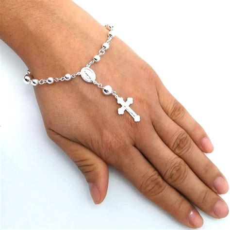 Pulseira Mini Terço Feminino Em Prata 925 Bolinhas 5mm Frete grátis