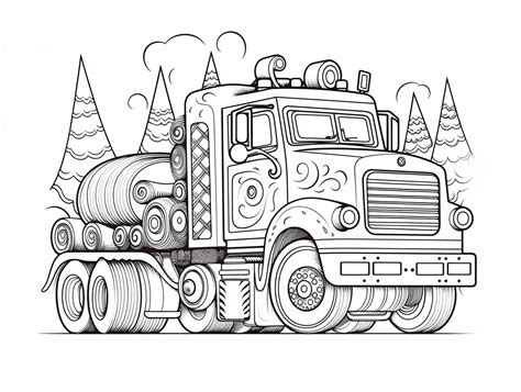 Log Truck Themed Mandala Art Coloring Page