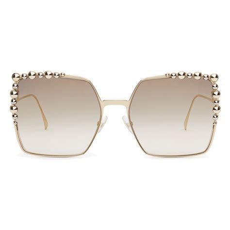 Fendi - Can Eye - Gold Square Oversize Sunglasses - Sunglasses - Fendi ...