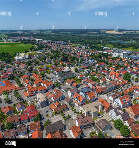 Aerial View To The Little Town Of Bad Wurzach In Upper Swabia Stock