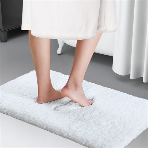 Lifewit Bath Mat White Microfiber Soft Shag Super Water Absorbent Non