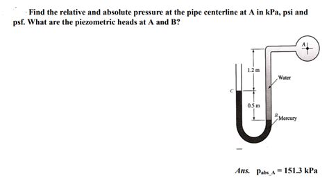 Solved Find The Relative And Absolute Pressure At The Pipe Chegg