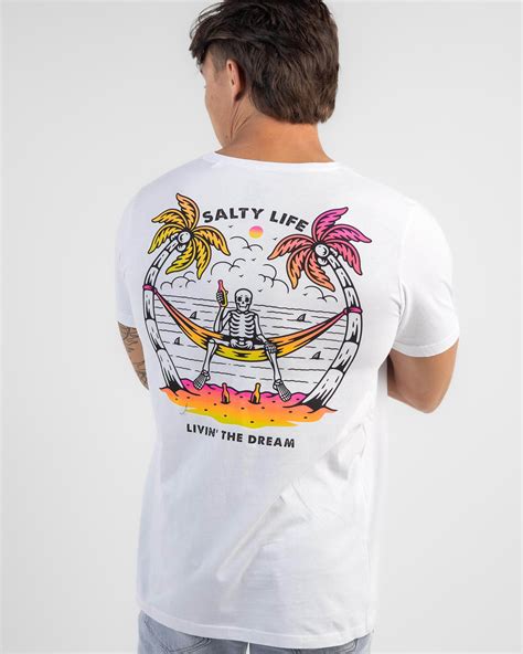 Shop Salty Life Livin The Dream T Shirt In White Fast Shipping Easy