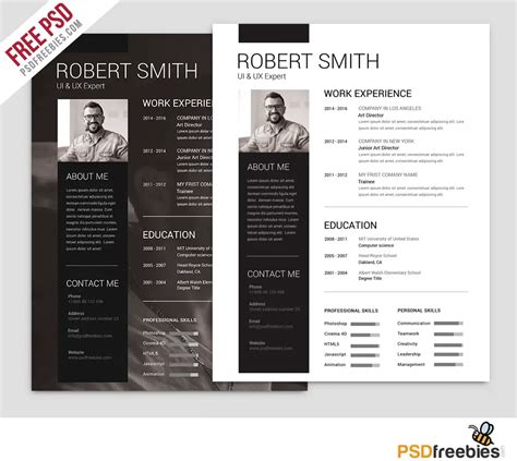 Simple And Clean Resume Free PSD Template PSDFreebies