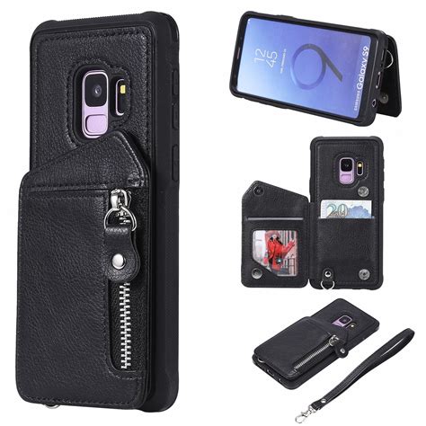 Galaxy S9 Case Dteck Pu Leather Zipper Wallet Back Kickstand Case Protective Cover With Card