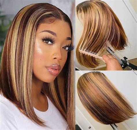 Honey Blonde Streaks In Black Hair