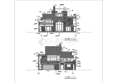 某三层砖混结构小别墅设计cad全套建筑施工图（含设计说明）土木在线