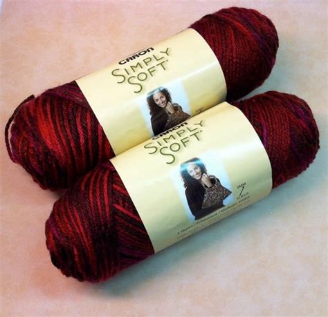 Caron Simply Soft Yarn 2 Skeins Available Sunset Red