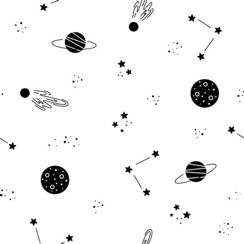 Fondo De Pantalla De Espacio En Blanco Y Negro Con Planetas Y Estrellas