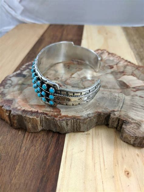 Native American Zuni Sterling Silver Turquoise Bracel Gem