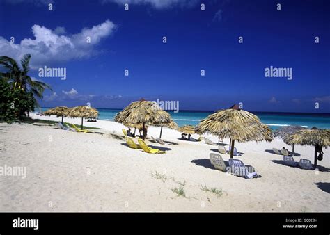 A Beach On The Coast Of Varadero On Cuba In The Caribbean Sea Stock