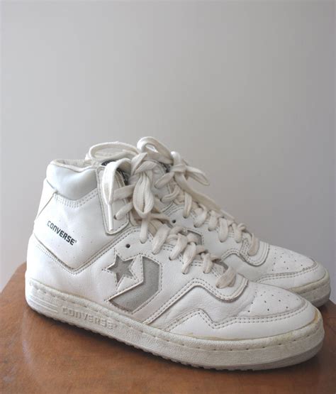 Vintage 80s Converse Star Tech White Leather Basketball Hi