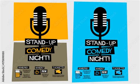 Stand Up Comedy Night! (Flat Style Vector Illustration Performance Show ...