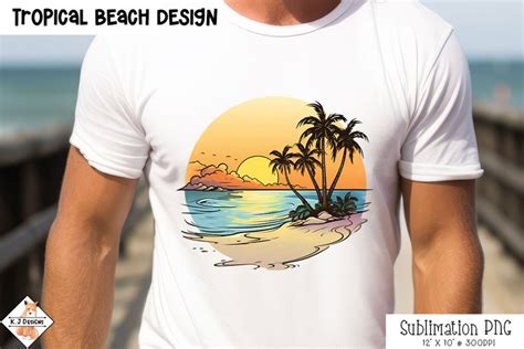 Tropical Beach Sunset Sublimation Design