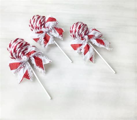 Faux Peppermint Candy Cane Lollipops Christmas Decorations For Etsy