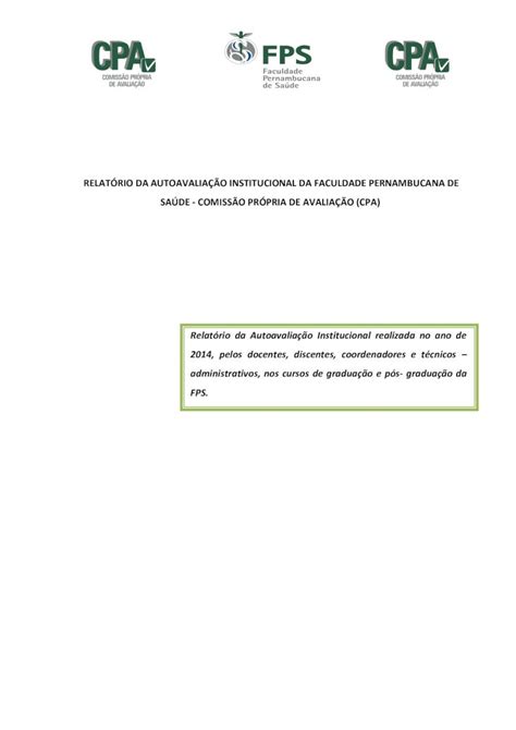 PDF RELATÓRIO DA AUTOAVALIAÇÃO INSTITUCIONAL DA RELATÓRIO DA