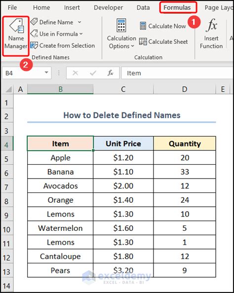 How To Create A Formula Using Defined Names In Excel 7 Examples