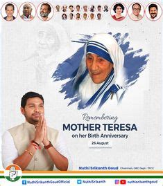 The Poster For Mother Teresa On Her Birth Anniversary