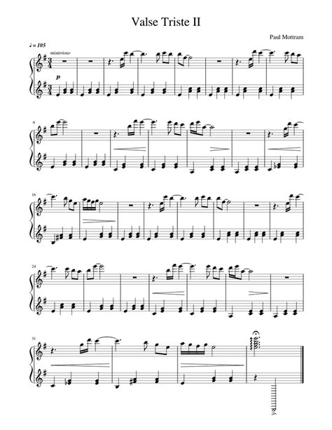 Valse Triste Ii Sheet Music For Piano Solo