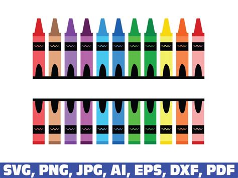 Crayon Split Monogram Svg Crayon Svg Teacher Svg School Etsy