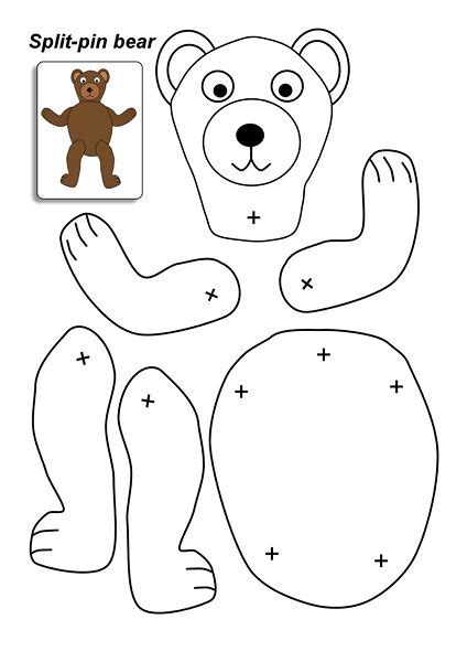 Bear Split Pin Printables 1 Funnycrafts Bear Crafts Teddy Bear